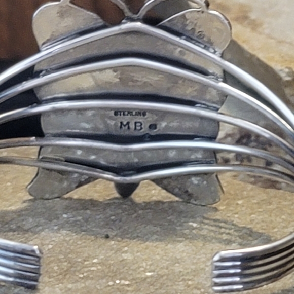 Sterling Silver Turquoise Butterfly Cuff - Picture 4 of 10